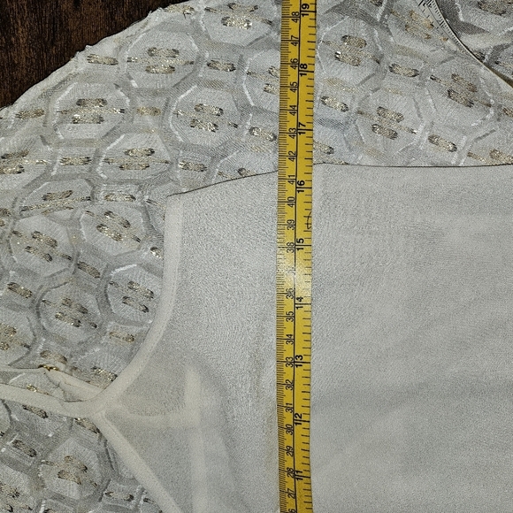 NWT Tory Burch Jasmine Ivory Gold Dress Tie Waist 2 XS - Picture 9 of 10